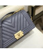 Chanel Chevron Grained Calfskin Medium Boy Flap Bag A67085 Dusty Blue/Gold 2019