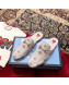 Gucci Pricetown Flat Embroidered Bee Leather Slipper Mules White/Gold 2019