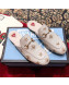 Gucci Pricetown Flat Embroidered Bee Leather Slipper Mules White/Gold 2019