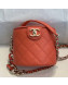 Chanel Quilted Lambskin Chain Round Vanity Case AS1355 Orange 2019