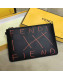 Fendi Roma Calfskin Lettering Clutch Black/Orange 2019