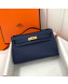 Hermes Mini Kelly 22 Clutch Bag in Epsom Leather(Half Handmade) Dark Blue