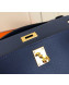 Hermes Mini Kelly 22 Clutch Bag in Epsom Leather(Half Handmade) Dark Blue