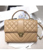 Chanel Quilted and Chevron Calfskin Large Flap Bag with Top Handle AS0712 Beige 2019