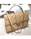 Chanel Quilted and Chevron Calfskin Large Flap Bag with Top Handle AS0712 Beige 2019