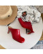 Bottega Veneta Calfskin Square Toe High-Heel Mules Red 2019