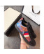 Gucci Ace Rainbow GG Leather Sneakers Blue 04 2019 (For Women and Men)