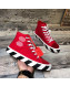 Off-White Cotton Canvas Striped High-Heel Sneakers Red 2019 (For Women and Men)