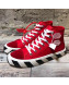 Off-White Cotton Canvas Striped High-Heel Sneakers Red 2019 (For Women and Men)