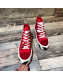 Off-White Cotton Canvas Striped High-Heel Sneakers Red 2019 (For Women and Men)