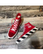 Off-White Cotton Canvas Striped High-Heel Sneakers Red 2019 (For Women and Men)