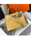 Hermes Kelly 25/28cm in Crocodile Embossed Calf Leather Light Yellow/Gold 2019 (Half Handmade)