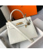 Hermes Kelly 25/28cm in Crocodile Embossed Calf Leather White/Gold 2019 (Half Handmade)