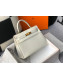 Hermes Kelly 25/28cm in Crocodile Embossed Calf Leather White/Gold 2019 (Half Handmade)