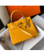 Hermes Kelly 25/28cm in Crocodile Embossed Calf Leather Amber Yellow/Gold 2019 (Half Handmade)