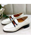 Gucci Lambskin Horsebit Loafer with Web White 2019