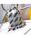 Fendi Mania Tresor Mini Bucket Bag with Tassel White 2018