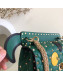 Valentino Monster Face Rockstud Spike Shoulder Bag Dark Green/Yellow 2019