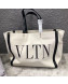 Valentino VLTN Canvas Shopping Tote 0978 Black Leather 2019