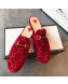 Gucci Princetown GG Velvet Flat Slipper Mules 475094 Red 2019