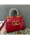 Valentino Medium Alcove Handbag in Grainy Calfskin Red/Gold 3300