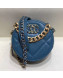 Chanel Maxi-Quilted Lambskin Round Clutch with Chain Blue 2019