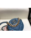 Chanel Maxi-Quilted Lambskin Round Clutch with Chain Blue 2019