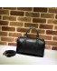 Gucci Small Vintage Leather GG Trim Boston Bag 269876 Black 