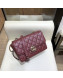 Chanel Quilted Grained Calfskin Round CC Metal Small Flap Bag AS6088 Burgundy 2019