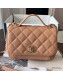 Chanel Quilted Grained Calfskin Mini Messenger Flap Top Handle Bag A93067 Caramel 2019