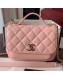 Chanel Quilted Grained Calfskin Mini Messenger Flap Top Handle Bag A93067 Pink 2019