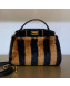 Fendi Peekaboo Iconic Striped Sheepskin Mini Top Handle Bag Black 2019