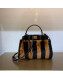 Fendi Peekaboo Iconic Striped Sheepskin Mini Top Handle Bag Black 2019