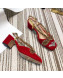 Gucci Velvet Mid-heel Pump with Bat and Crystals 548863 Red 2019