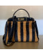 Fendi Peekaboo Iconic Striped Sheepskin Medium Top Handle Bag Black 2019