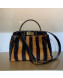 Fendi Peekaboo Iconic Striped Sheepskin Medium Top Handle Bag Black 2019