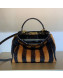 Fendi Peekaboo Iconic Striped Sheepskin Medium Top Handle Bag Black 2019