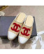 Chanel Flat Straw and Lambskin Mules Red 2019