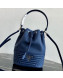 Prada Calfskin Drawstring Bucket Bag 1BH038 Blue 2019