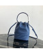 Prada Calfskin Drawstring Bucket Bag 1BH038 Blue 2019