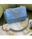 Chanel 19 Washed Denim Small 26cm Flap Bag AS1160 Light Blue 2022 