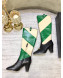 Gucci Zumi Horsebit Diagonal Stripe Mid-Heel Knee High Boot 575840 Green/Beige 2019