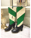 Gucci Zumi Horsebit Diagonal Stripe Mid-Heel Knee High Boot 575840 Green/Beige 2019