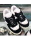 Chanel Lambskin Fur Low-Top Sneakers G35195 Black/White 2019