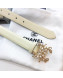 Chanel Leather Belt with Pearls CC Buckle 25mm White