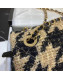 Chanel Quilted Calfskin and Houndstooth Tweed Medium Flap Bag AS1154 Black/Gold 2019