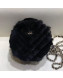 Chanel Chevron Fur Round Clutch with Chain A88803 Black 2019