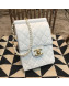 Chanel Lambskin Pearl Flap Clutch with Chain AP0367 White 2019