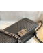 Chanel Chevron Grained Calfskin Medium Boy Flap Bag A67086 Black/Vintage Silver 2019