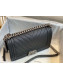 Chanel Chevron Grained Calfskin Medium Boy Flap Bag A67086 Black/Vintage Silver 2019